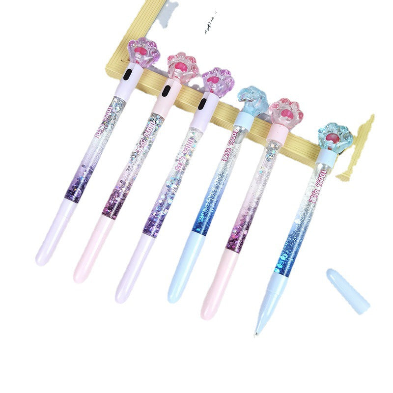 Wholesale Colorful Gradient Glow Cat Claw Flowing Sand Plastic Pen