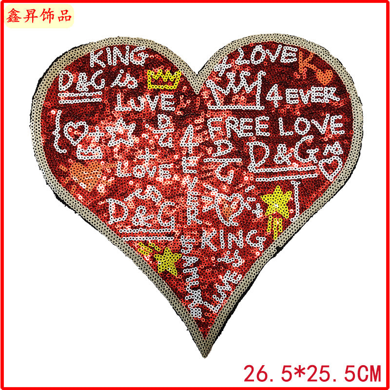 Wholesale Exquisite fashion love embroidered clothes Patch clothing accessories down coat decorative cloth patch back adhesive hot paste