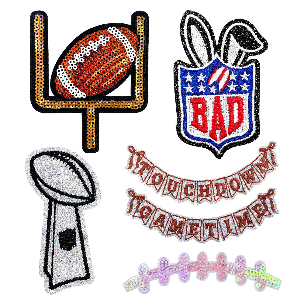 Wholesale Embroidered Football Game Day Iron On Patch DIY Decorative Applique For Coats And Fashion Accessories
