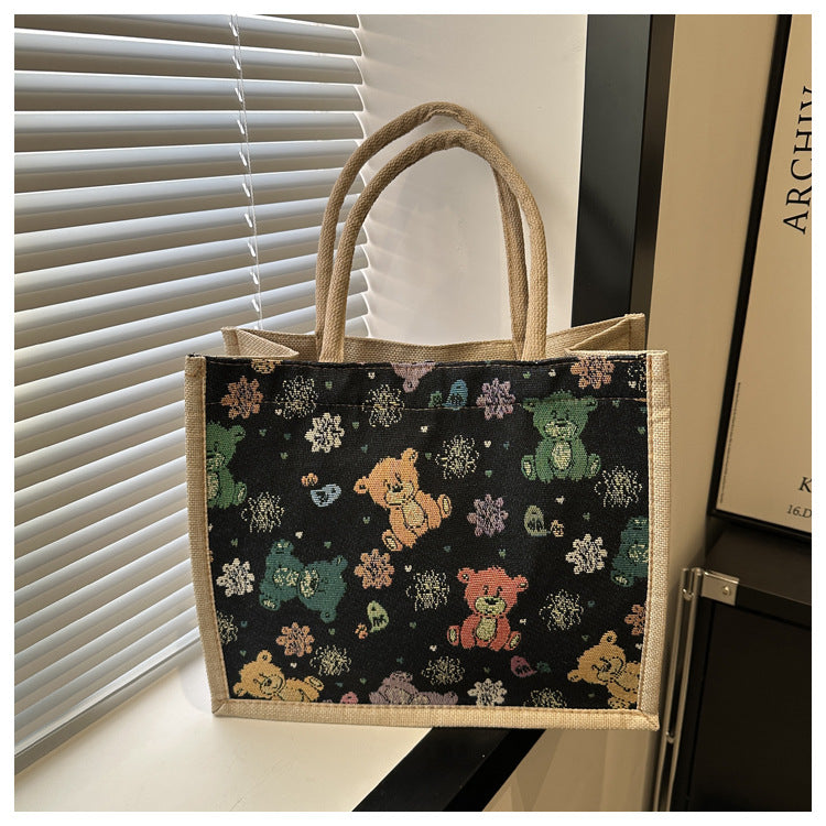 Wholesale Printed Linen Tote Bag Single Shoulder Underarm Bag