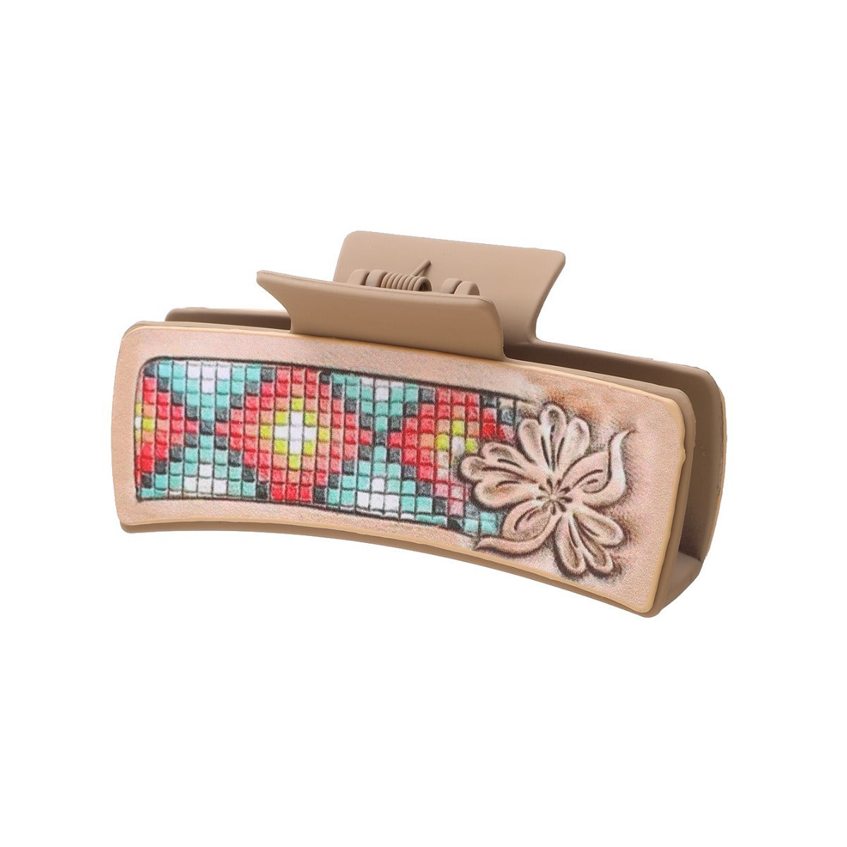 Wholesale  West Denim Style Diamond Pattern Leather Hairpin  Shark Clip