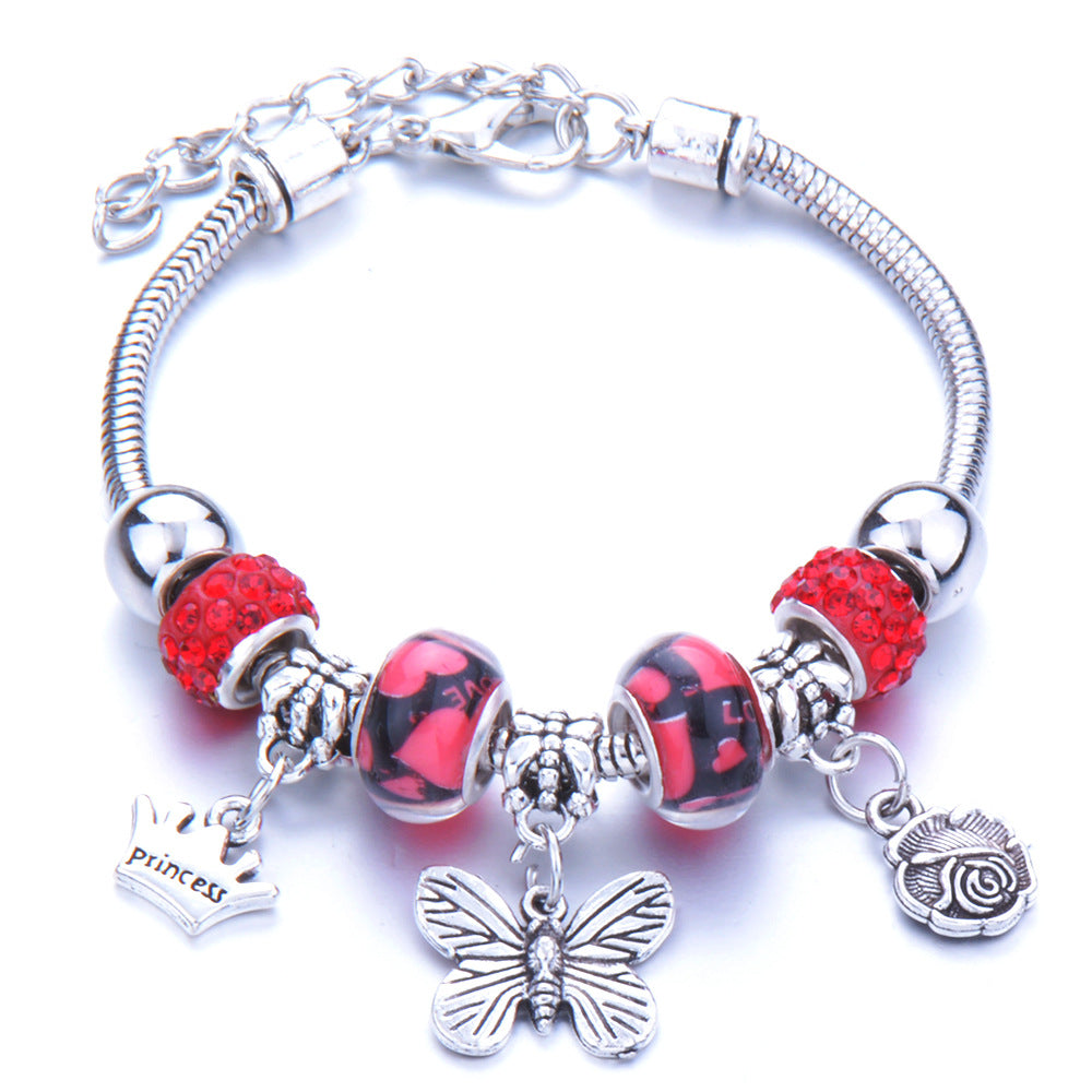 Wholesale Butterfly Pendant Multicolor Beaded DIY Bracelet