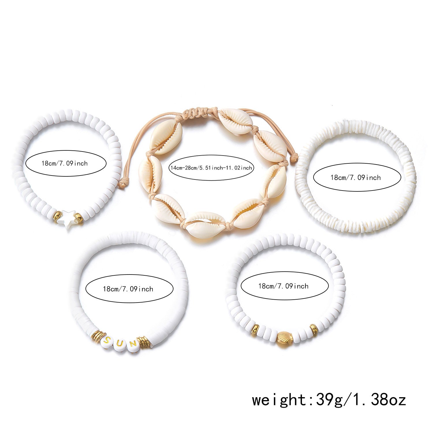 Wholesale Bohemian style conch, starfish, turtle rice bead bracelet set