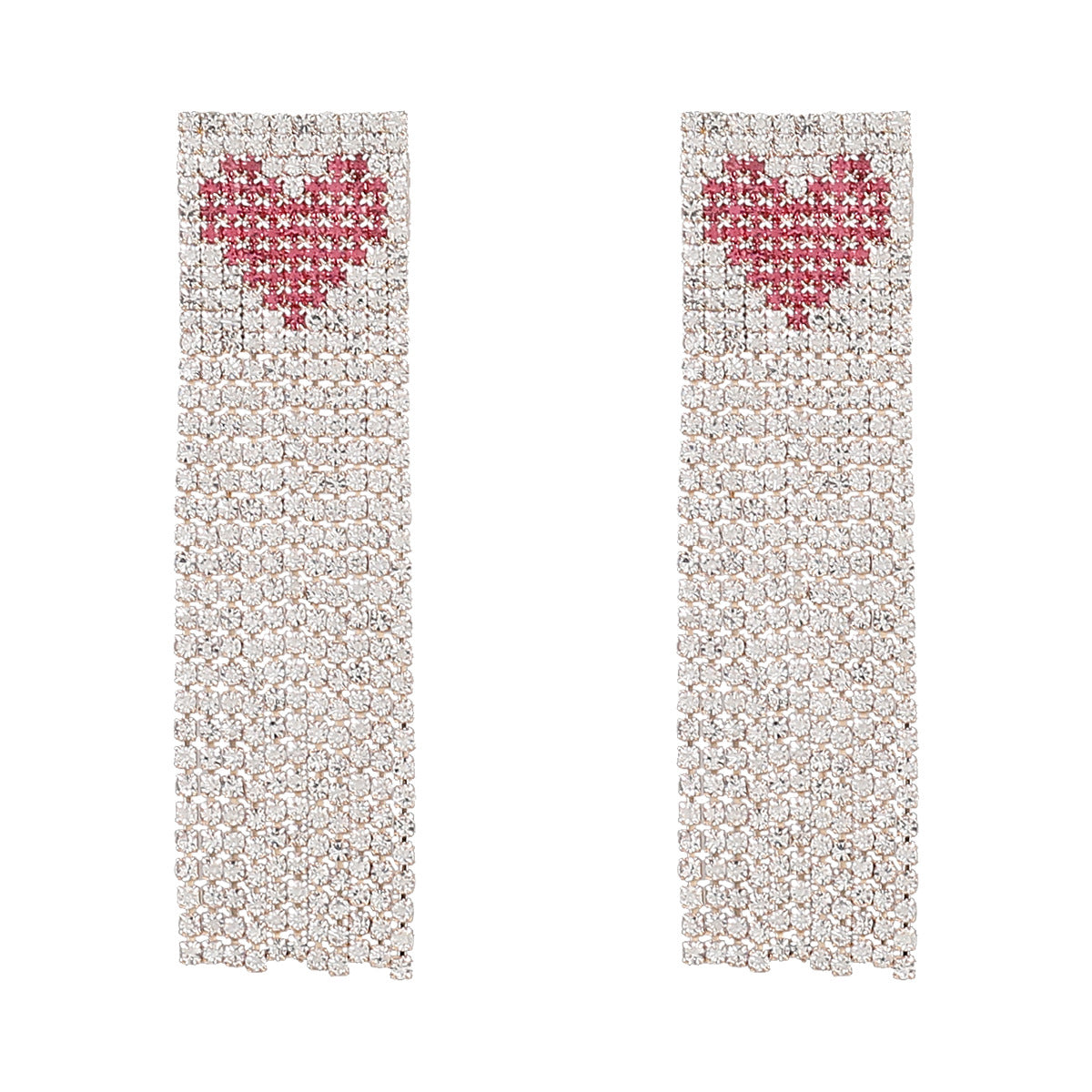 Wholesale Alloy Diamond Heart Tassel Earrings