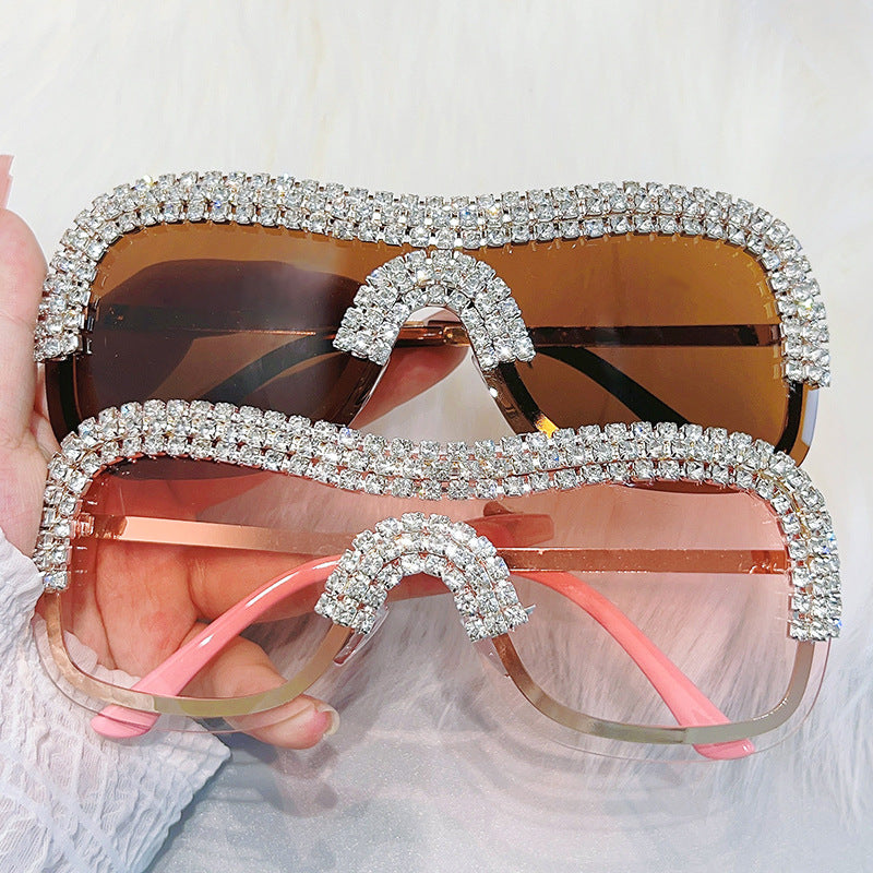 Wholesale Diamond Frameless Trimmed Diamond Sunglasses