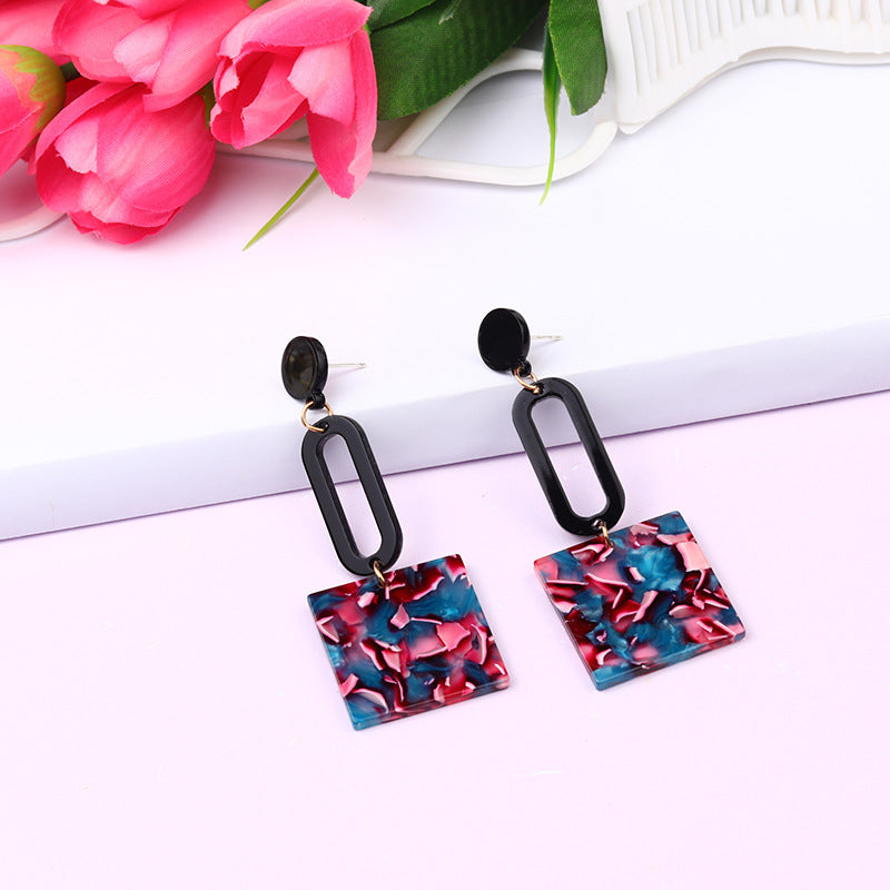 Wholesale Colorful square long acrylic earrings