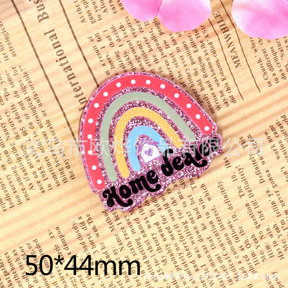 Wholesale  10pcs/pack Cartoon Letter Rainbow Heart Bag Acrylic Flatback