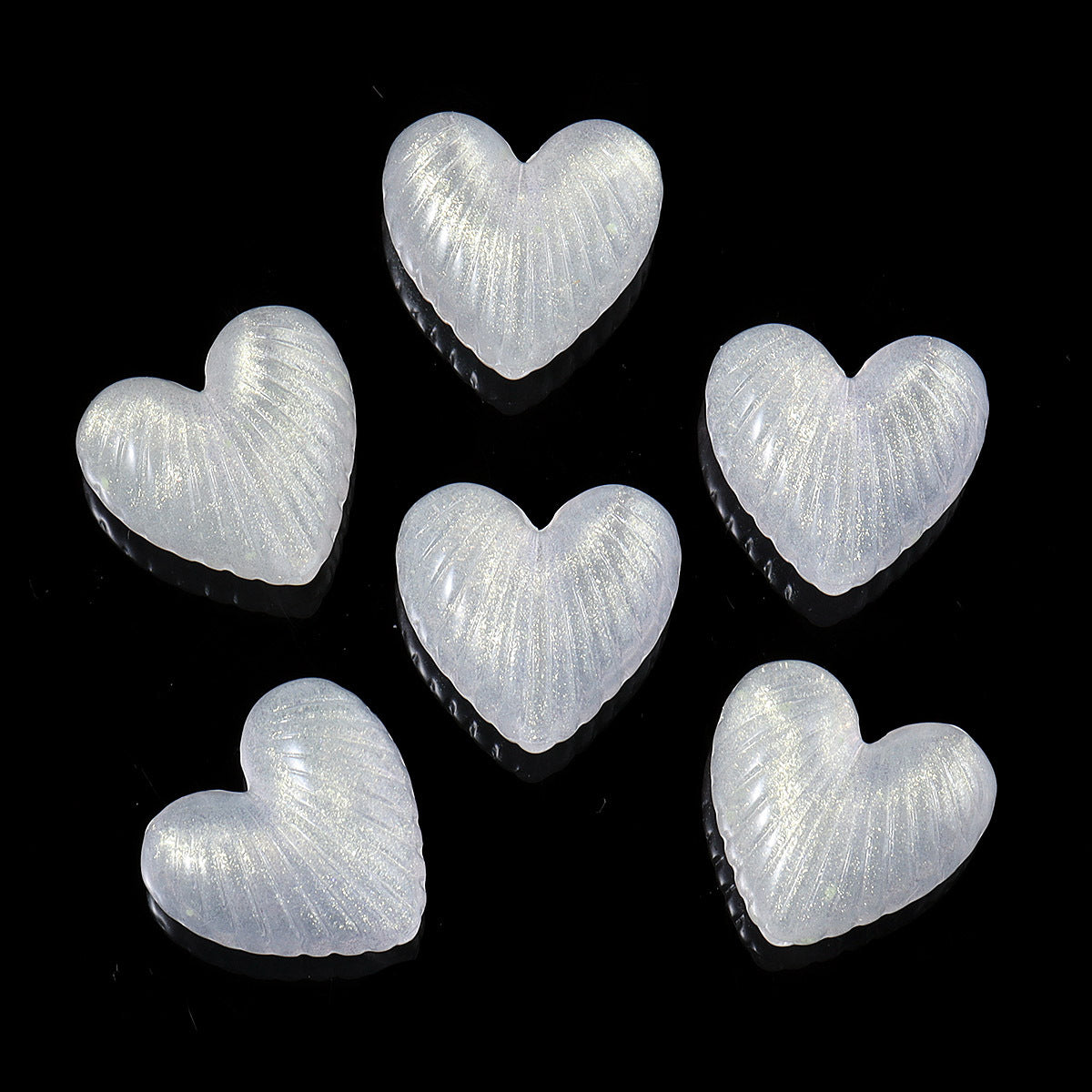 Wholesale 20pcs luminous colored striped heart-shaped acrylic beads