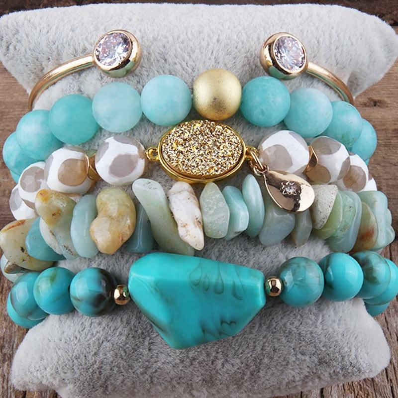 Wholesale natural stone crystal glass bead bracelet