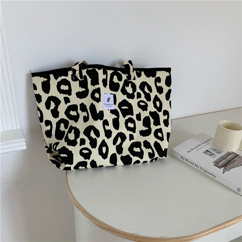 Wholesale Leopard Print Large Capacity Diagonal Canvas Shoulder Bag