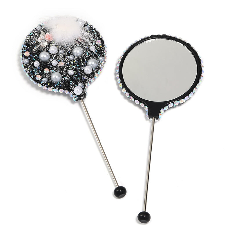 Wholesale Starry Sky Soft Sugar Beaded Handheld Makeup Mirror