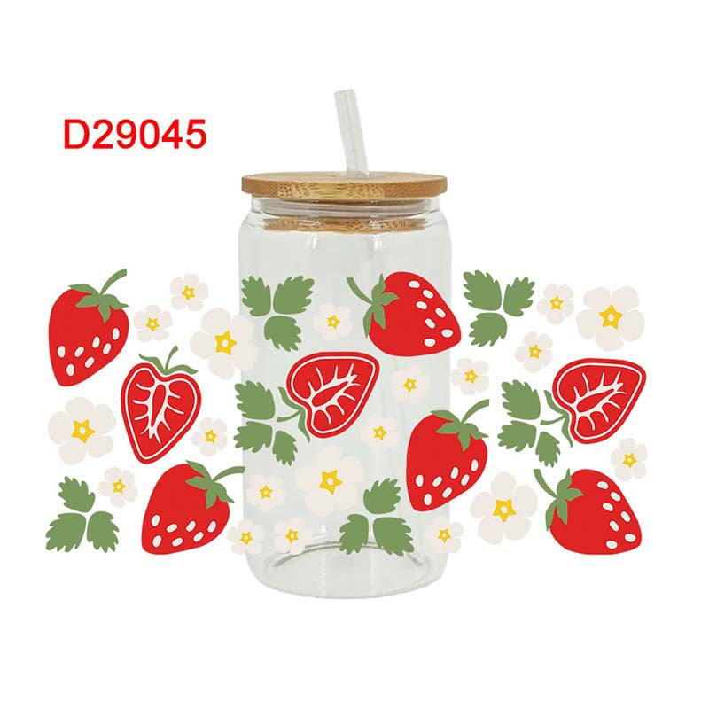 Wholesale Strawberry Cherry Fruit Series 16oz Cup UV DTF Wraps