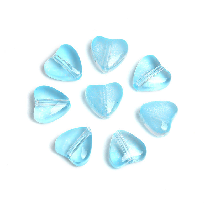Wholesale 100pcs Heart-shaped Glass 8mm Straight Hole Jelly Colored Peach Heart DIY Beads