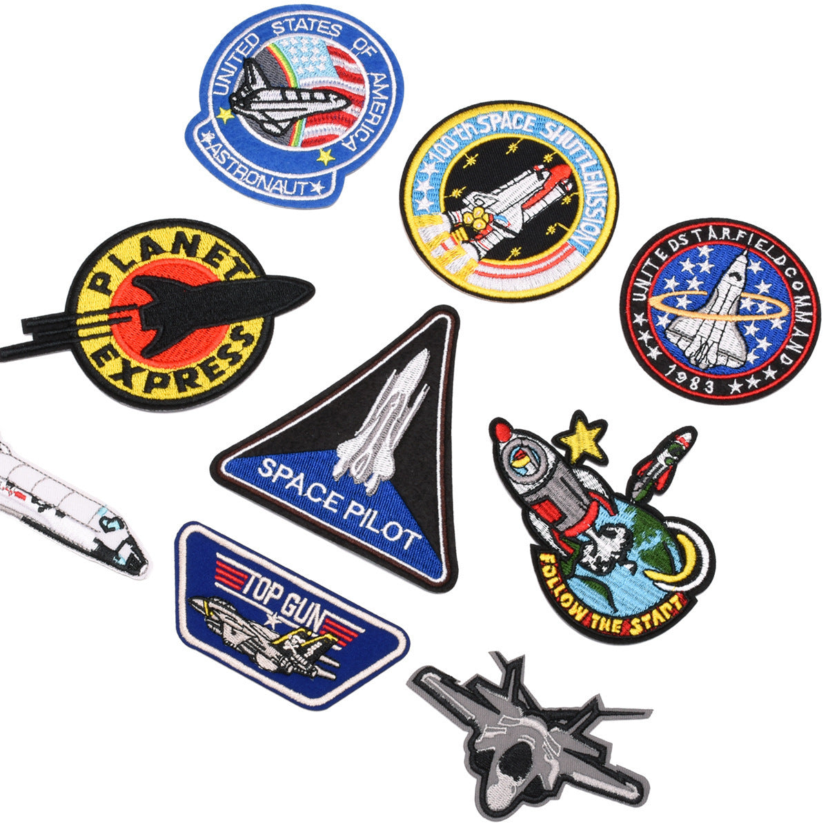 Wholesale Stylish Embroidered Airplane Rocket Cloth Patches Combo Set For Clothing DIY Craft Accessory