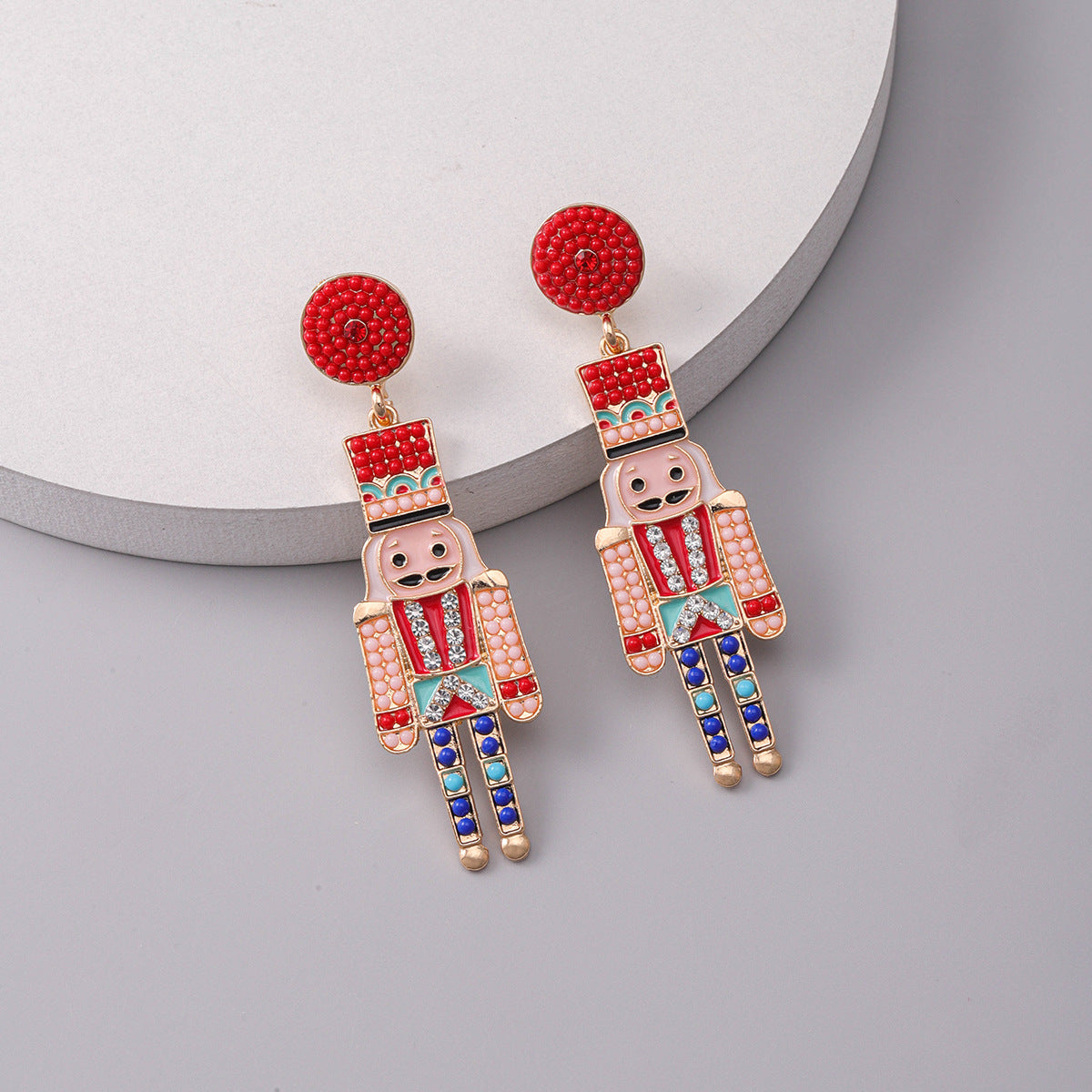 Wholesale Soldier Alloy Oil Drop Diamond Rice Bead Earrings