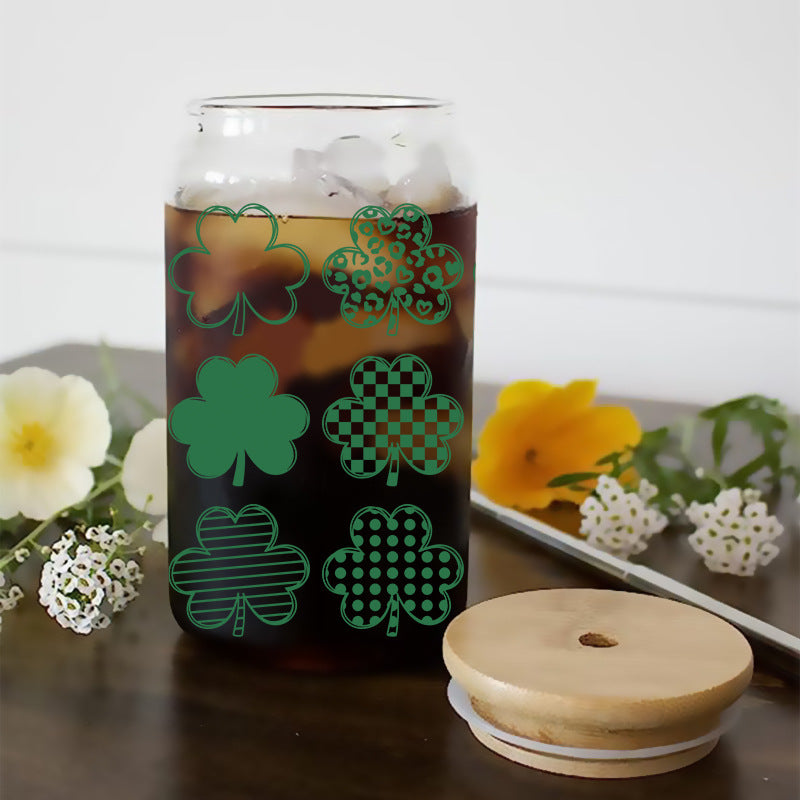 Wholesale Colorful Cartoon St. Patrick's Lucky Clover 16oz Cup UV DTF Film