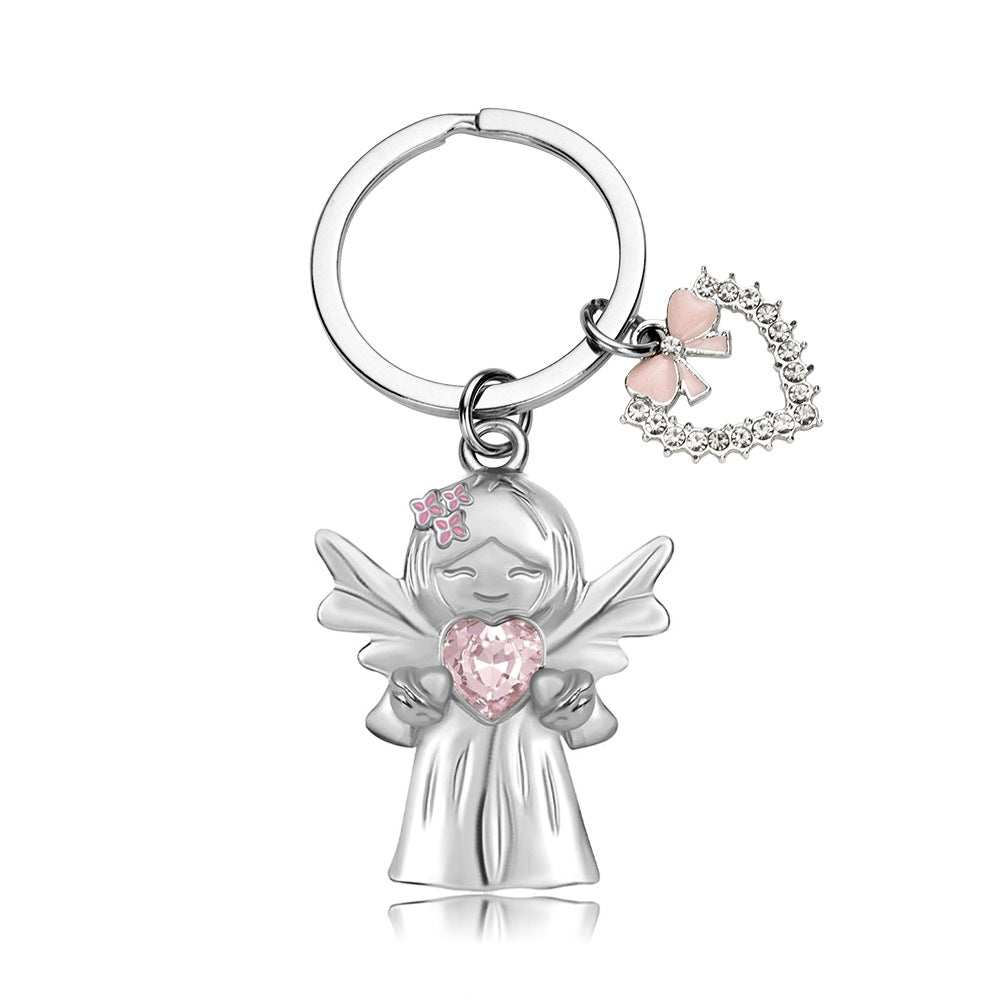 Wholesale  Smile Guardian Angel Jewelry Zircon  Love Alloy Keychain