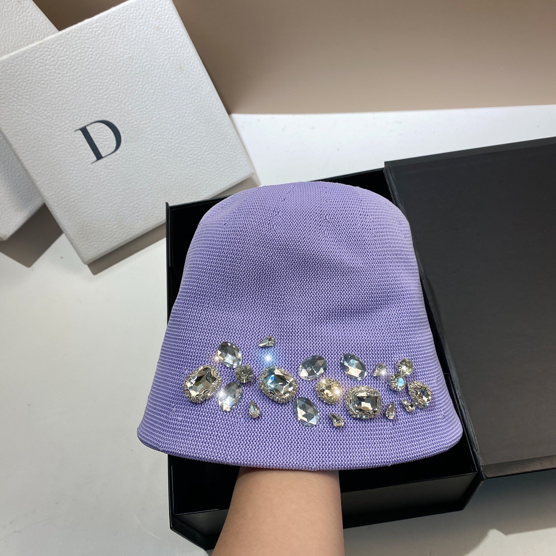 Wholesale Heavy Industry Rhinestone Ice Silk Bucket Hat Bucket Hat