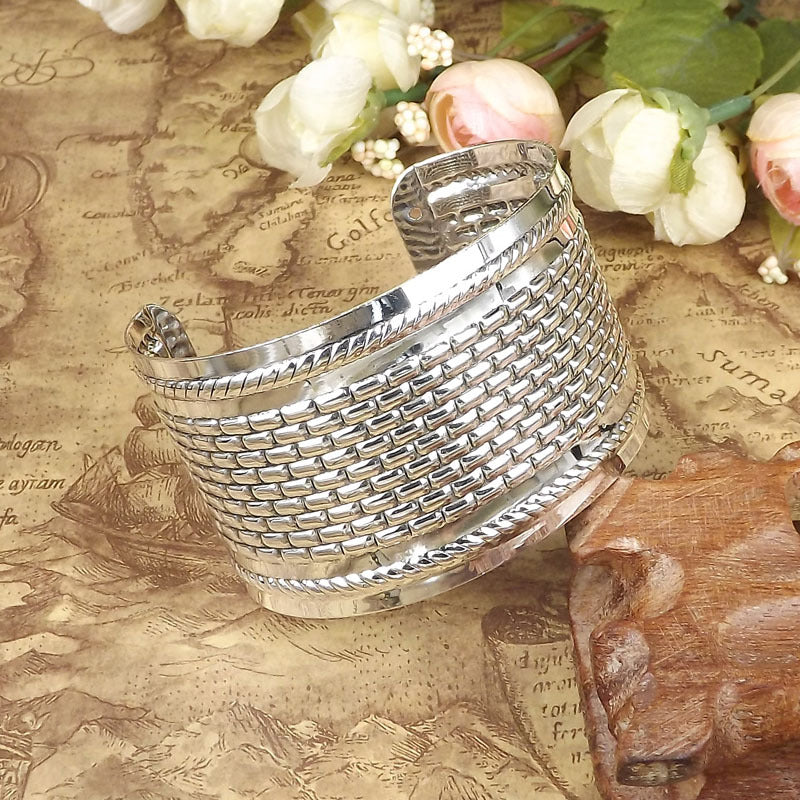 Wholesale Retro Ethnic Style Peony Wide Bracelet