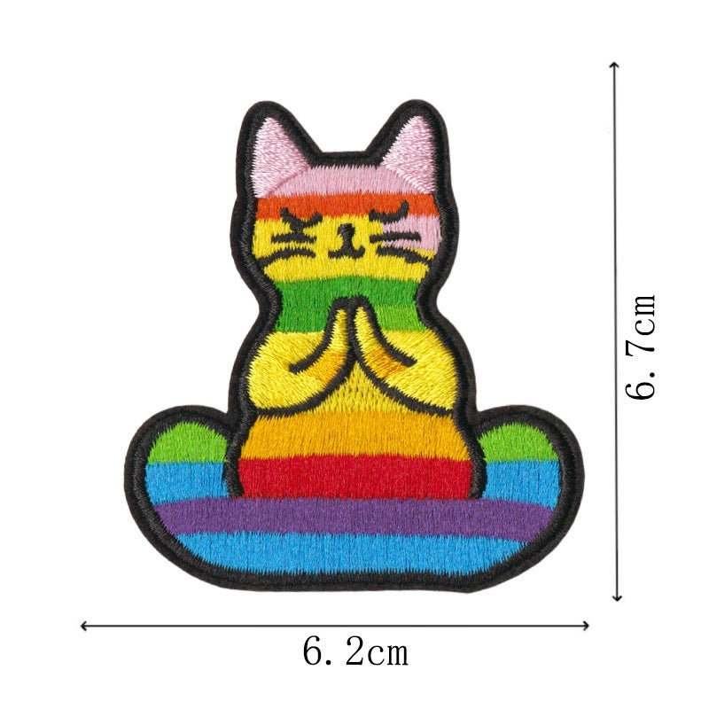 Wholesale Cute Cartoon Cat Embroidery Patches Iron On DIY Sewing Set Of 9 For Clothing Trendy Craft