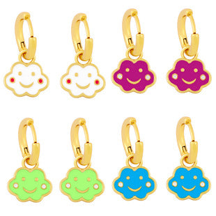 Wholesale colorful enamel dog paw print pendant clavicle chain simple sweater chain plated with 18K gold