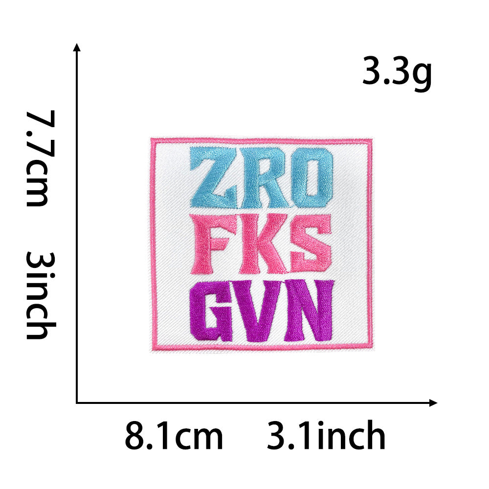 Wholesale Pink English Letter Gold Plaid Polyester Iron On Embroidered Patch DIY Craft Supply For Coat Decoration