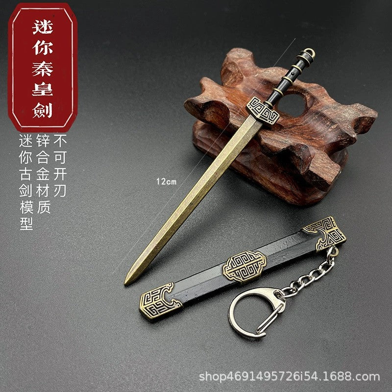 Wholesale Mini Sword Weapon Model with Sheath Embroidered Spring Knife Pendant