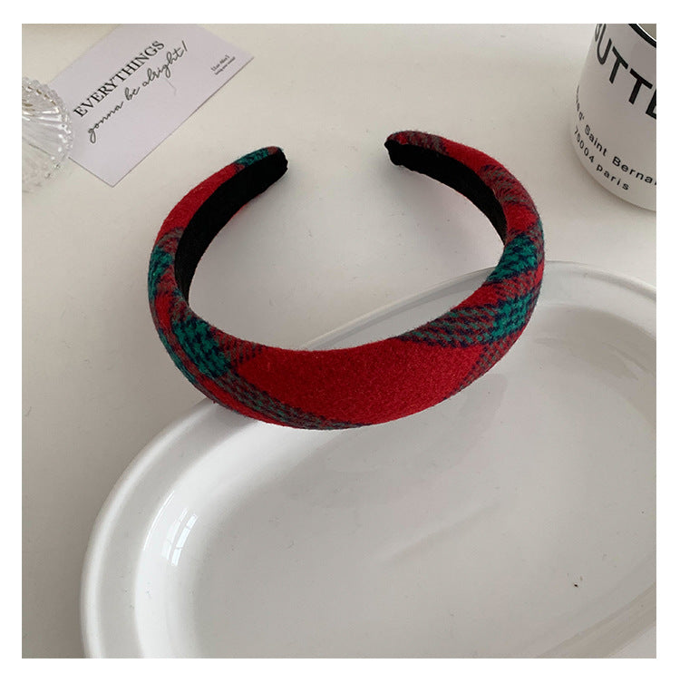 Wholesale Versatile Plaid Red and Green Christmas Cloth Headband