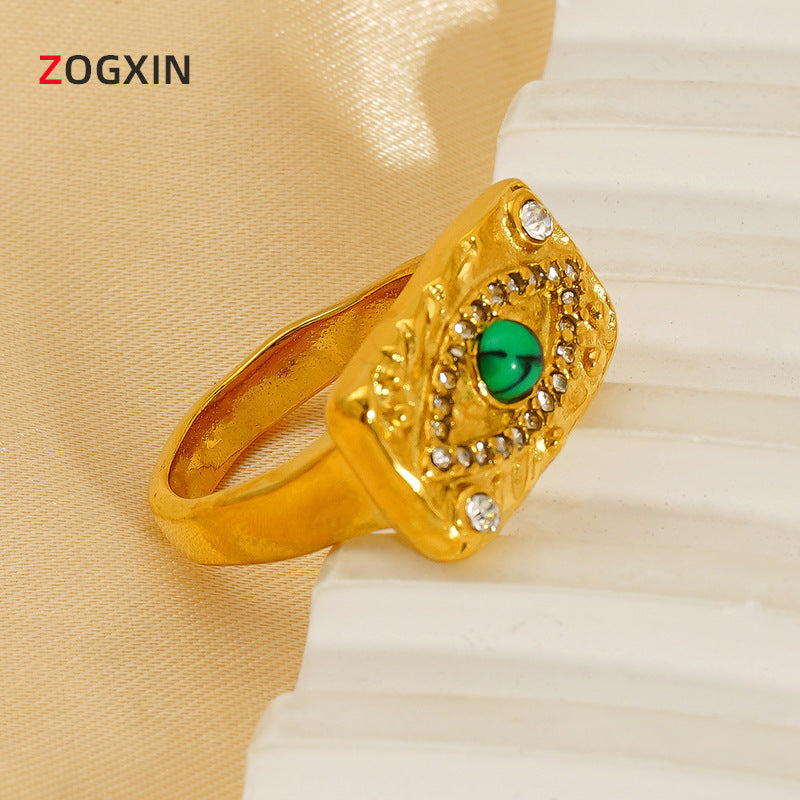 Wholesale Malachite eye ring with diamonds