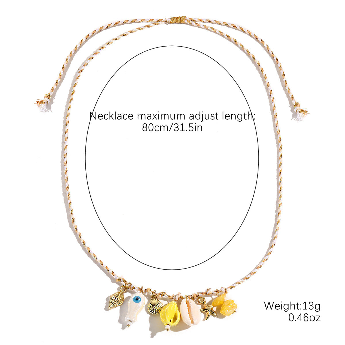 Wholesale Braided Color Rope Necklace Shell Fish Pendant Summer Bohemian Necklace
