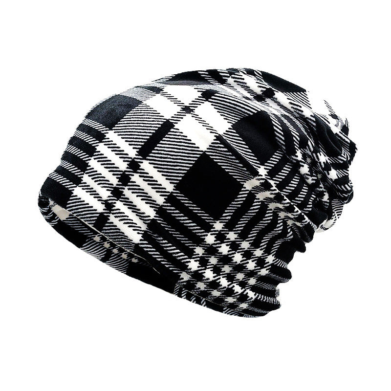Wholesale Plaid Hat, Flannel Warm Hat, Neck Scarf, Ear Protection Pile Hat