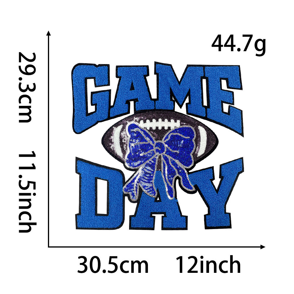 Wholesale Large Sequin Embroidered Patch Gameday Football Iron On Applique DIY et Decoration