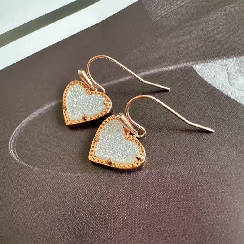 Wholesale Wholesale Fashion Geometric Love Shape White Crystal Tooth Pendant Earrings