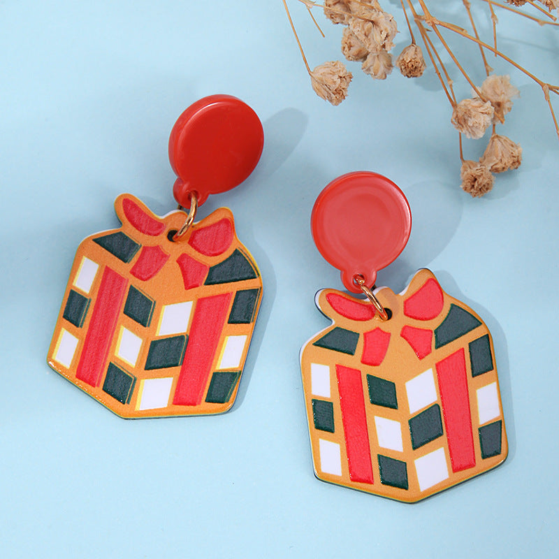 Wholesale Acrylic Christmas Earrings Festive Snowflake Snowman Wreath Design Trendy Jewelry Accessory Gift