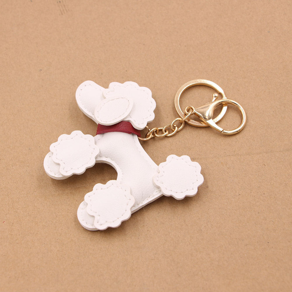 Wholesale White Faux Leather  Dog Keychain Pendant Car Key Accessory And Bag Charm Fashion Gift