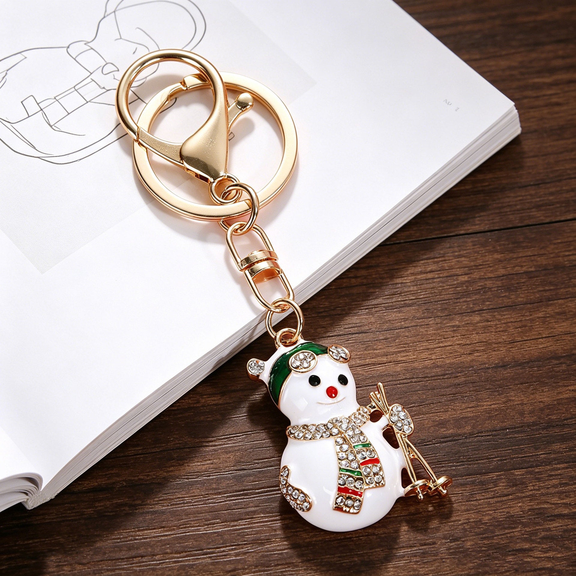 Wholesale Chic Christmas Themed Rhinestone Keychain Snowman Tree Sock Rabbit Car Key Accessory Zinc Alloy Gift Resale