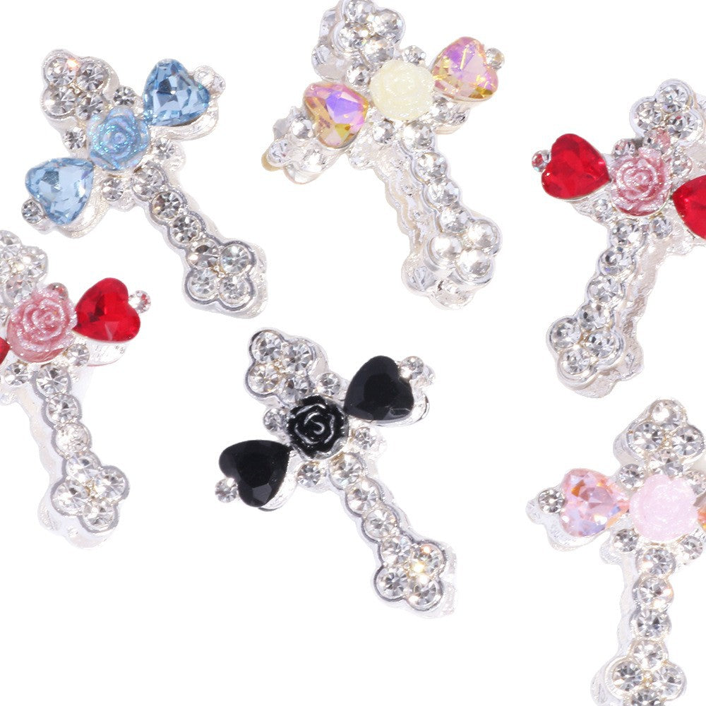 Wholesale 6 pcs/pack double-sided alloy flower-shaped cross DIY jewelry accessories
