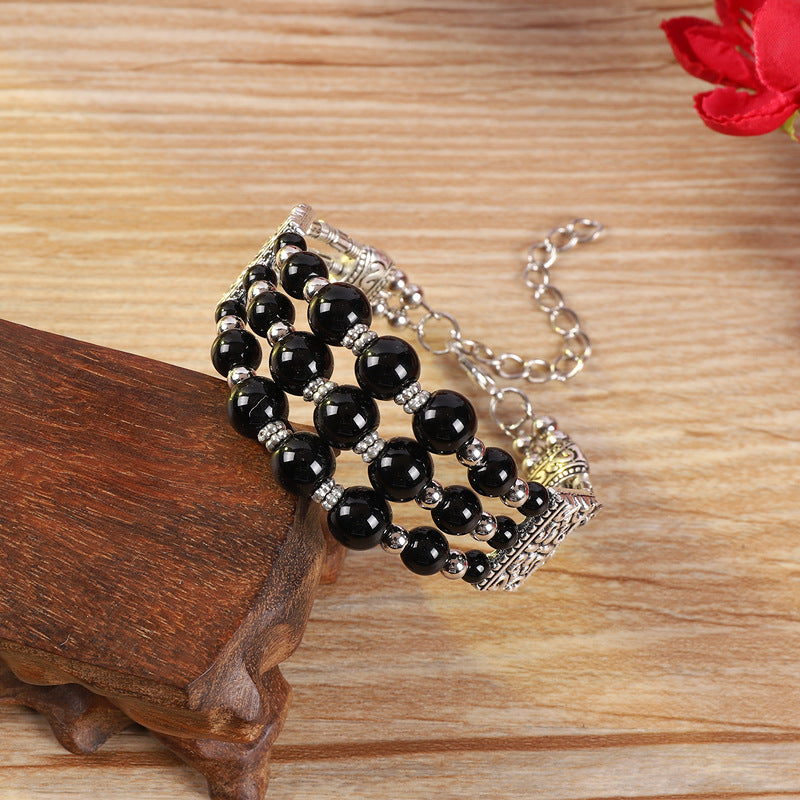 Wholesale handmade ethnic style colorful beads silver  bohemian bracelet