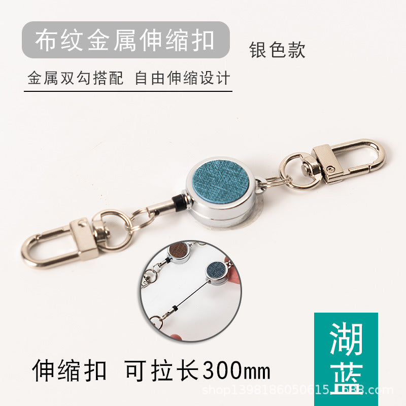 Wholesale Badge Reels Metal Cloth Pattern Retractable Keychain