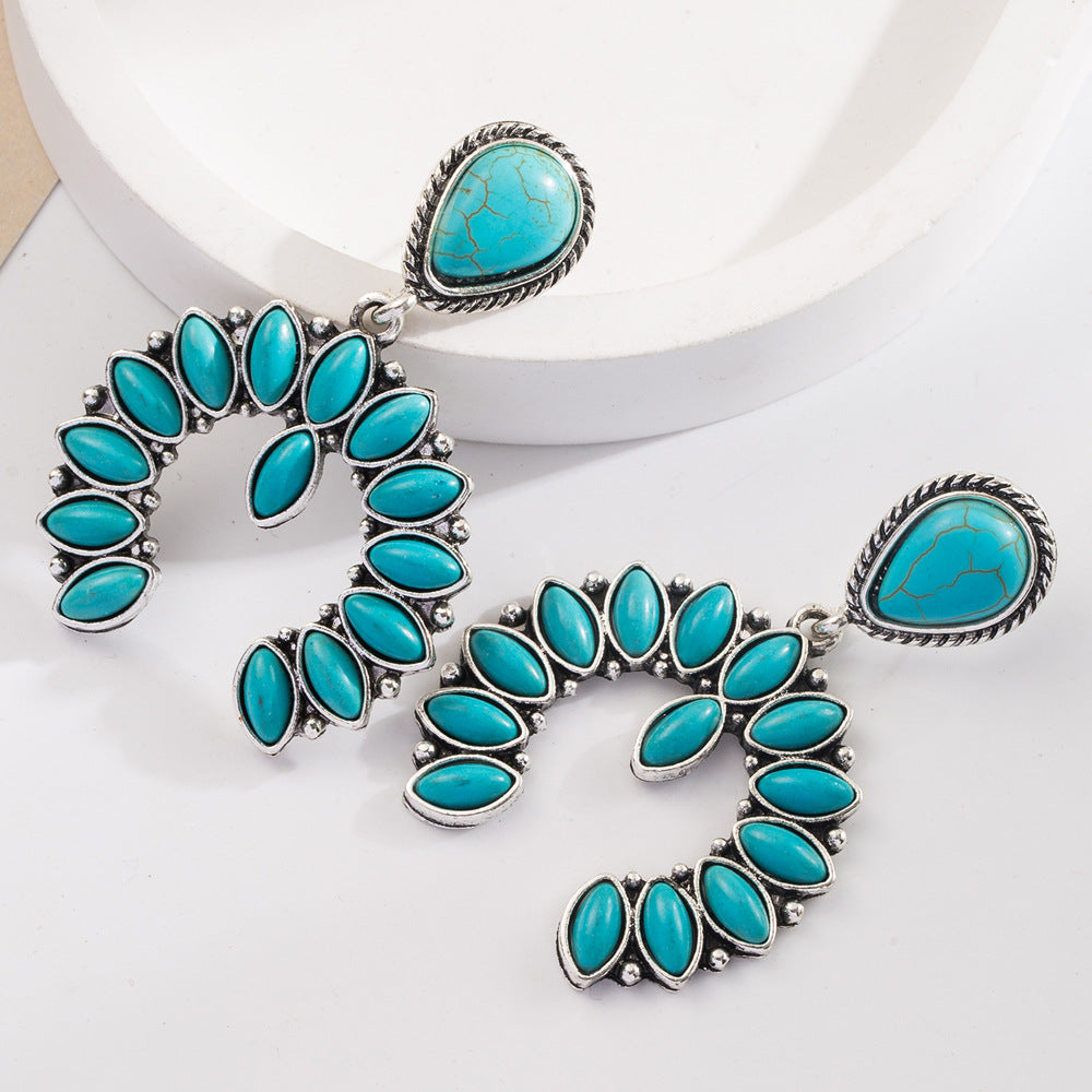 Wholesale Bohemian Turquoise Exaggerated Earrings