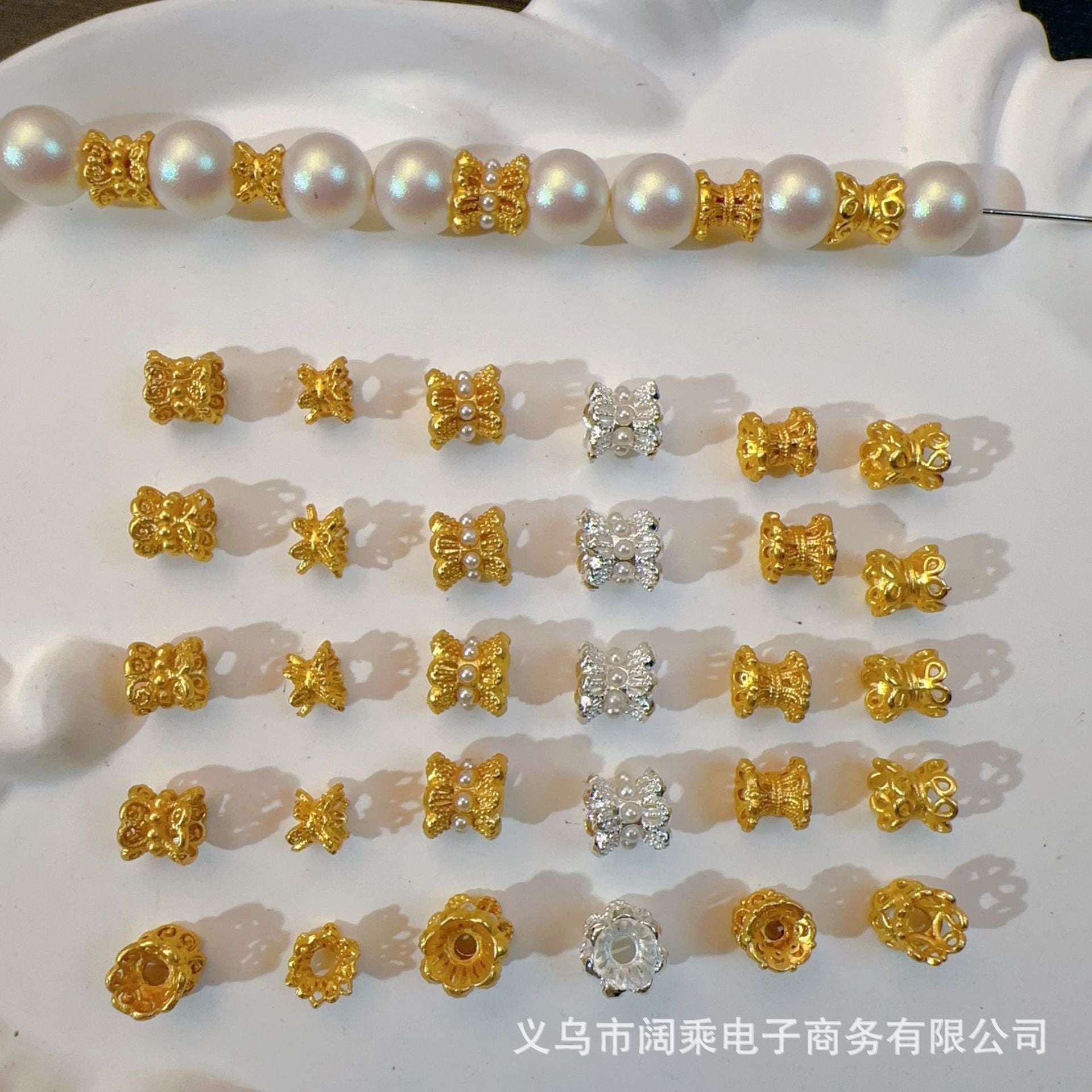 Wholesale 20pcs Ancient-plated hollowed-out small waisted golden double-sided torus spacer Beads