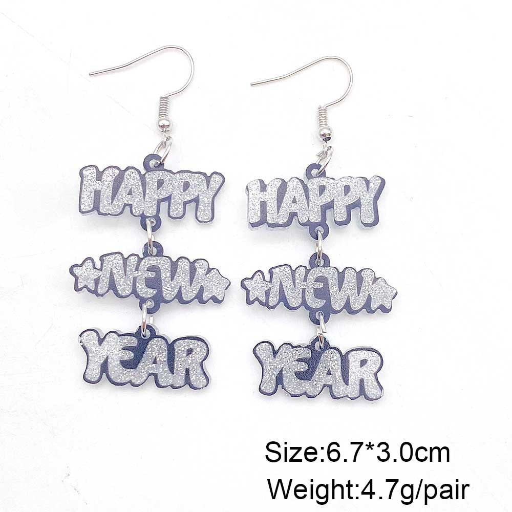 Wholesale Happy New Year English Letters Christmas Acrylic Earrings