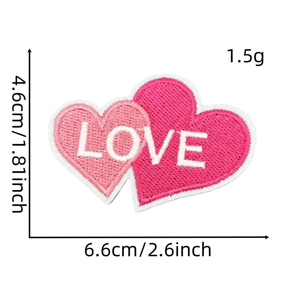 Wholesale Embroidered Iron On Patch Pink Valentine Hearts Cute Bear Design Wedding Scrapbook Decor Fashion DIY Accessory