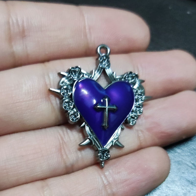 Wholesale Dark Gothic Rose Skull Spider Alloy Pendant