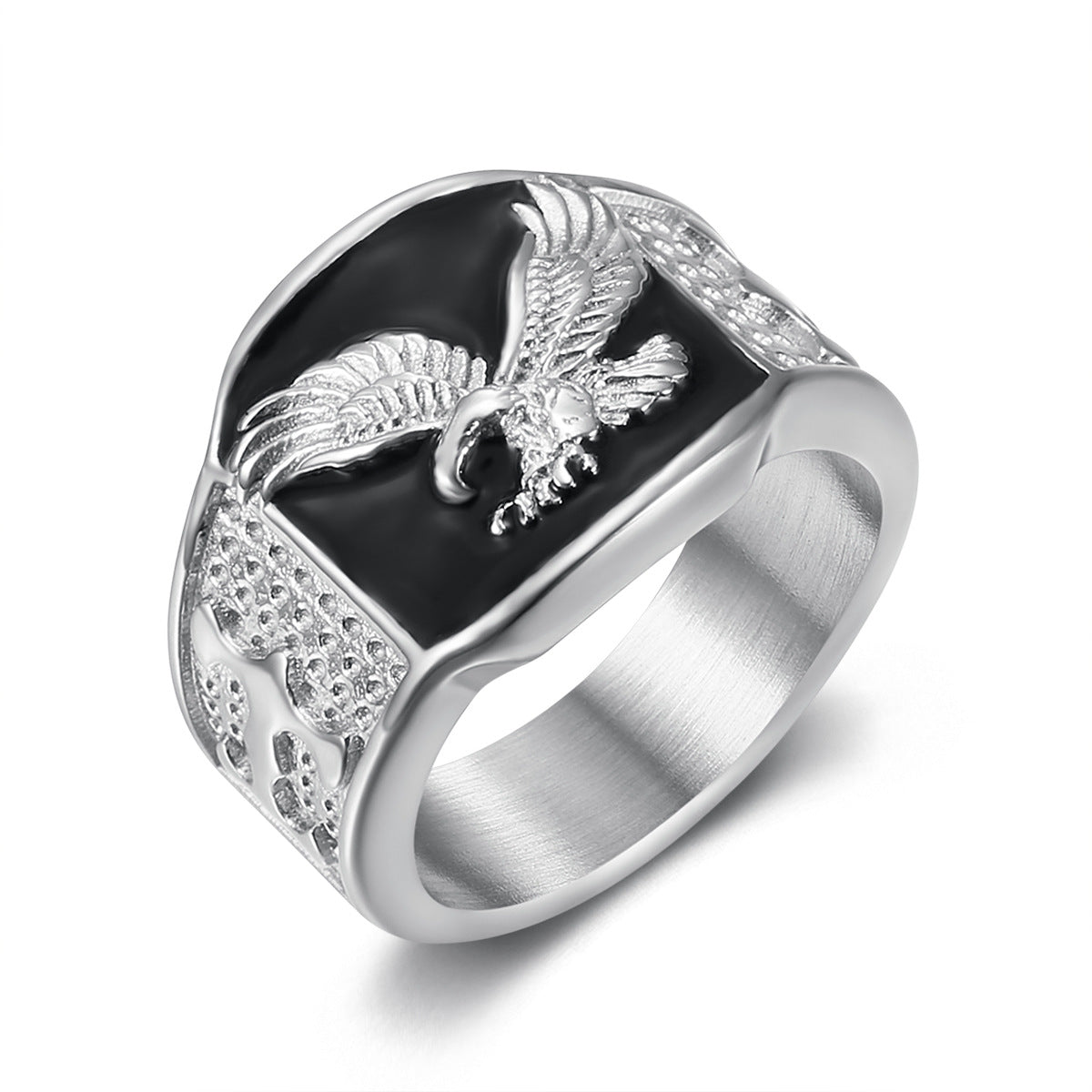 Wholesale explosions hip hop  jewelry stainless steel gold plated wings flying domineering men's ring