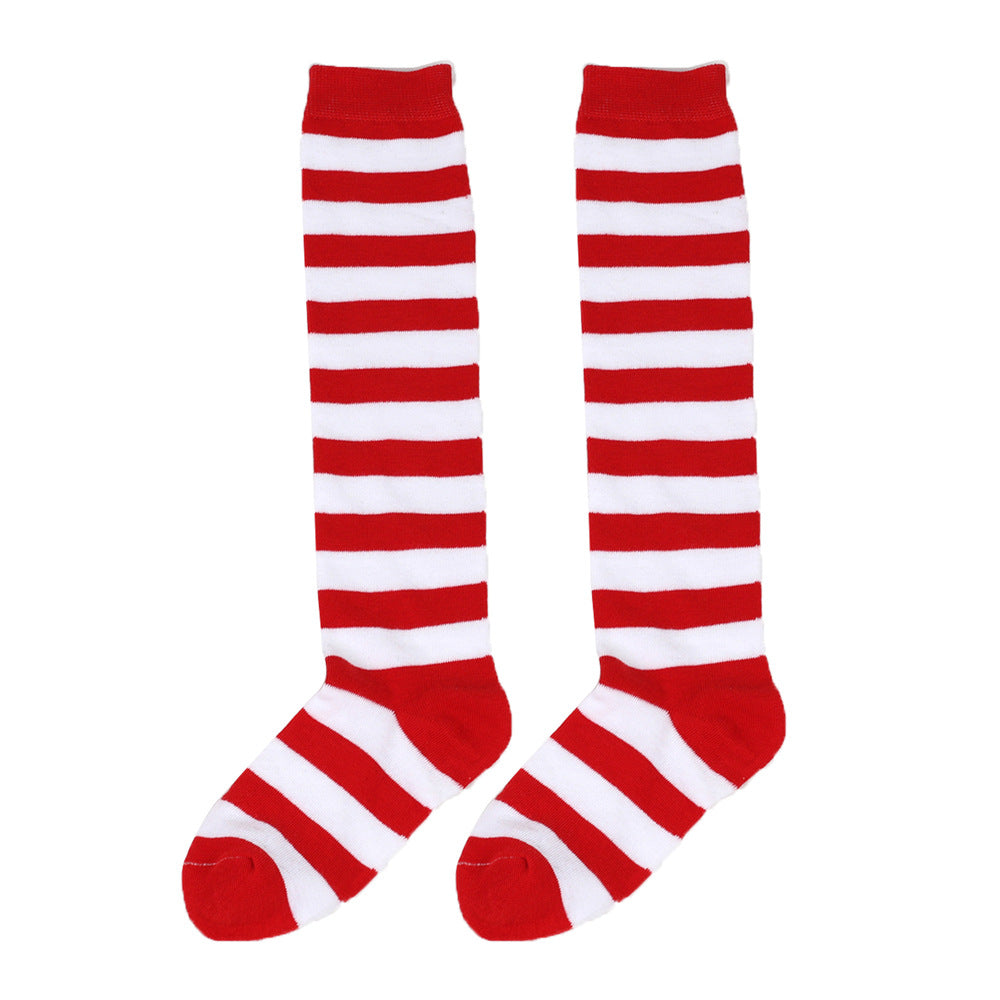 Wholesale Children's Christmas Knitted Striped Over-the-Knee Socks