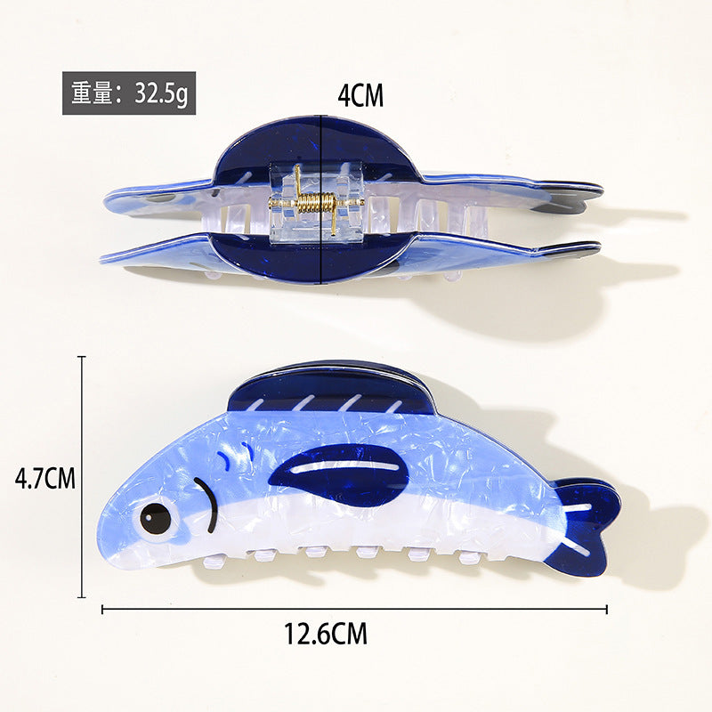 Wholesale Trendy Sardine Hair Claw Clip For Women PVC Painted Back Of Head Hair Accessory Boutique Resale Gift