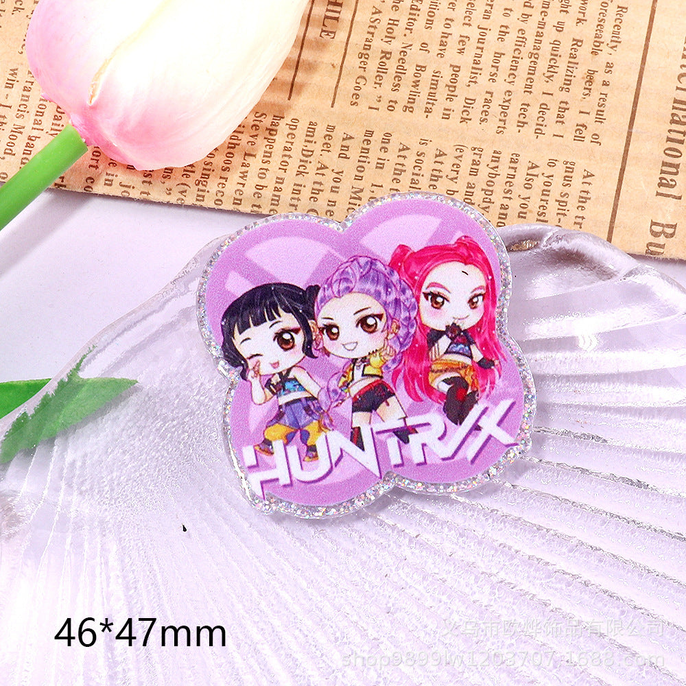 Wholesale 10pcs/ pack Cartoon Girl Cute Acrylic Pin Cute DIY Accessories