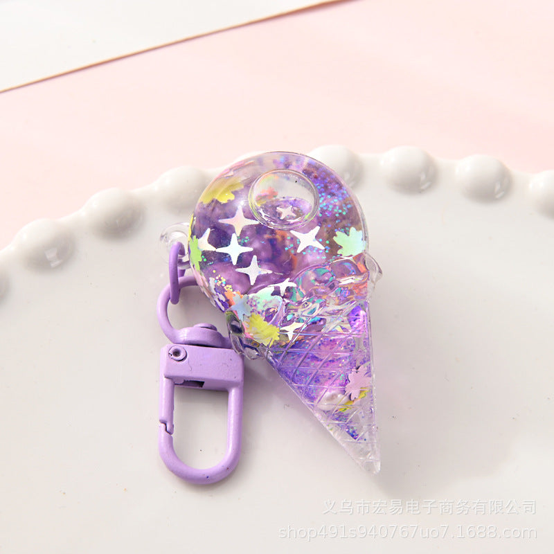 Wholesale Acrylic Liquid Sand Star Ice Cream Keychain