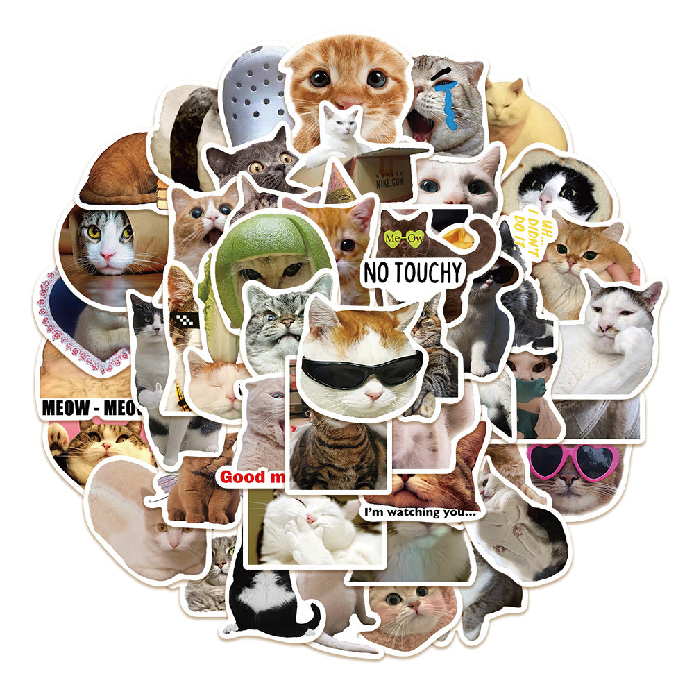 Wholesale 50pcs cartoon cute cat emoji Waterproof vinyl stickers